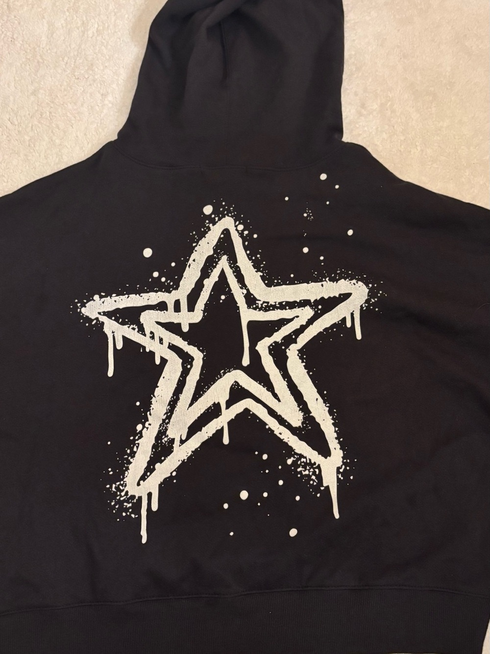 Forever 21 Black Kids Hoodie with White Drip Star Graphic